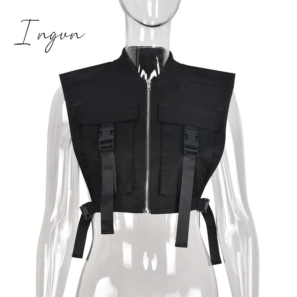Ingvn - Fashion vest Jacket for Women 2023 Spring New Solid Color Sleeveless Slim Crop Tops Women Vest