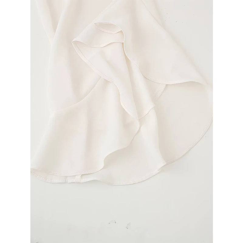 Elegant Ruffle White Shirt Women Lace Up Collar Butterfly Sleeve Casual Office Shirts Spring Summer Blouse Blusas Mujer