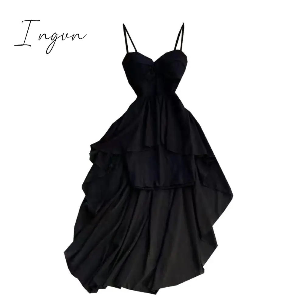 Ingvn - Women Dress Spring Summer French Elegant Sexy Gentle Temperament Female Irregular Tube Top Sling Big Swing Vestido