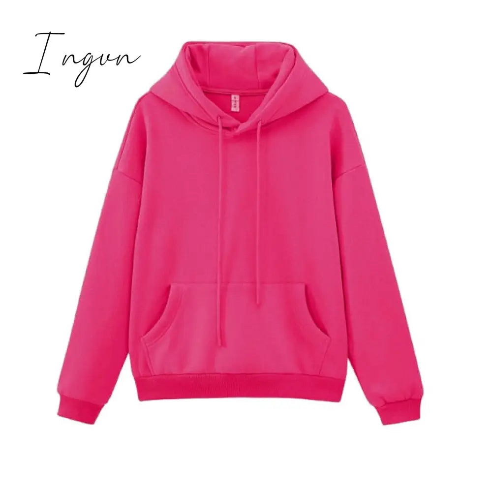 Ingvn - toppies Womens Tracksuits Hooded Sweatshirts Autumn Winter Fleece Oversize Hoodies Solid Pullovers Jackets Unisex Couple