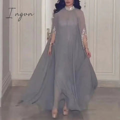 Ingvn - Summer Sequin Patchwork Female Large Size Long Dresses Women Casual Loose Pullover Dress Sexy Batwing Sleeve Chiffon Party Dress