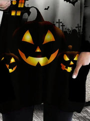 Ingvn - Women‘s Halloween Dress Casual Dress T Shirt Dress Tee Dress Shift Dress Mini Dress Black Long Sleeve Pumpkin Print Fall Winter Autumn Crew Neck Stylish Loose Fit 2023 XXS XS S M L XL 2XL 3XL 4XL 5XL