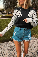 Ingvn - Snow Leopard Design Knit Sweater