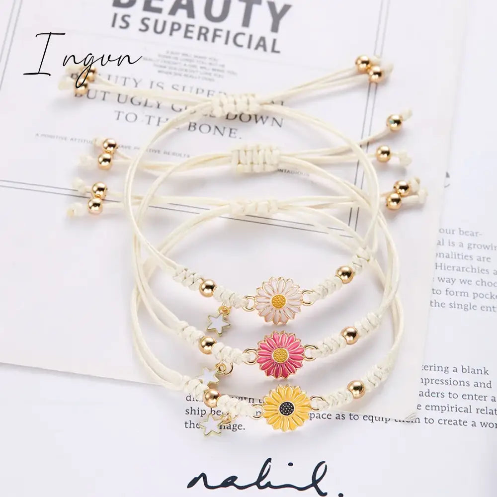1pcs New Fashion Simple Colorful Sunflower Star Handwoven Bracelet for Women Sweet Elegant Party Jewelry Gifts