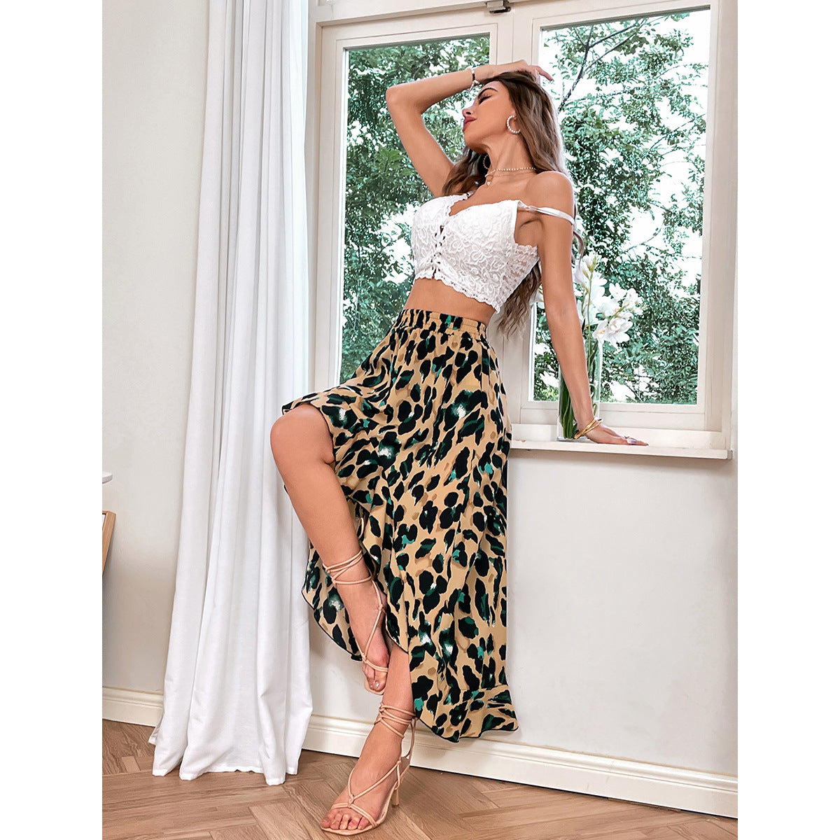 Women's Wear Europe and America INS Best Selling Leisure Trend Irregular Printed Skirt A- Shaped Skirt