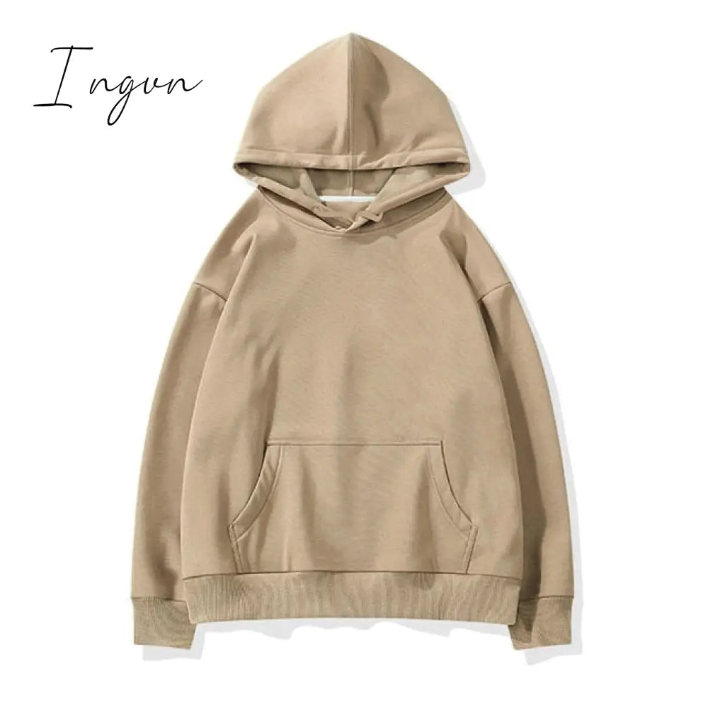 Ingvn - Women Unisex Couple Fleece 100% Cotton Suits 2 Pieces Sets Casual Tracksuit Hoodies Sweatshirt Pants Plus Size