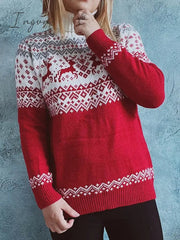 Ingvn - Women's Ugly Christmas Sweater Pullover Sweater Jumper Jumper Ribbed Knit Patchwork Geometric Turtleneck Stylish Casual Christmas Daily Fall Winter Red S M L