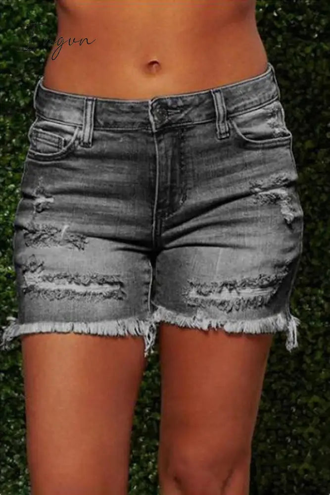 Ingvn - On-trend Ripped Sexy Denim Shorts(3 colors)