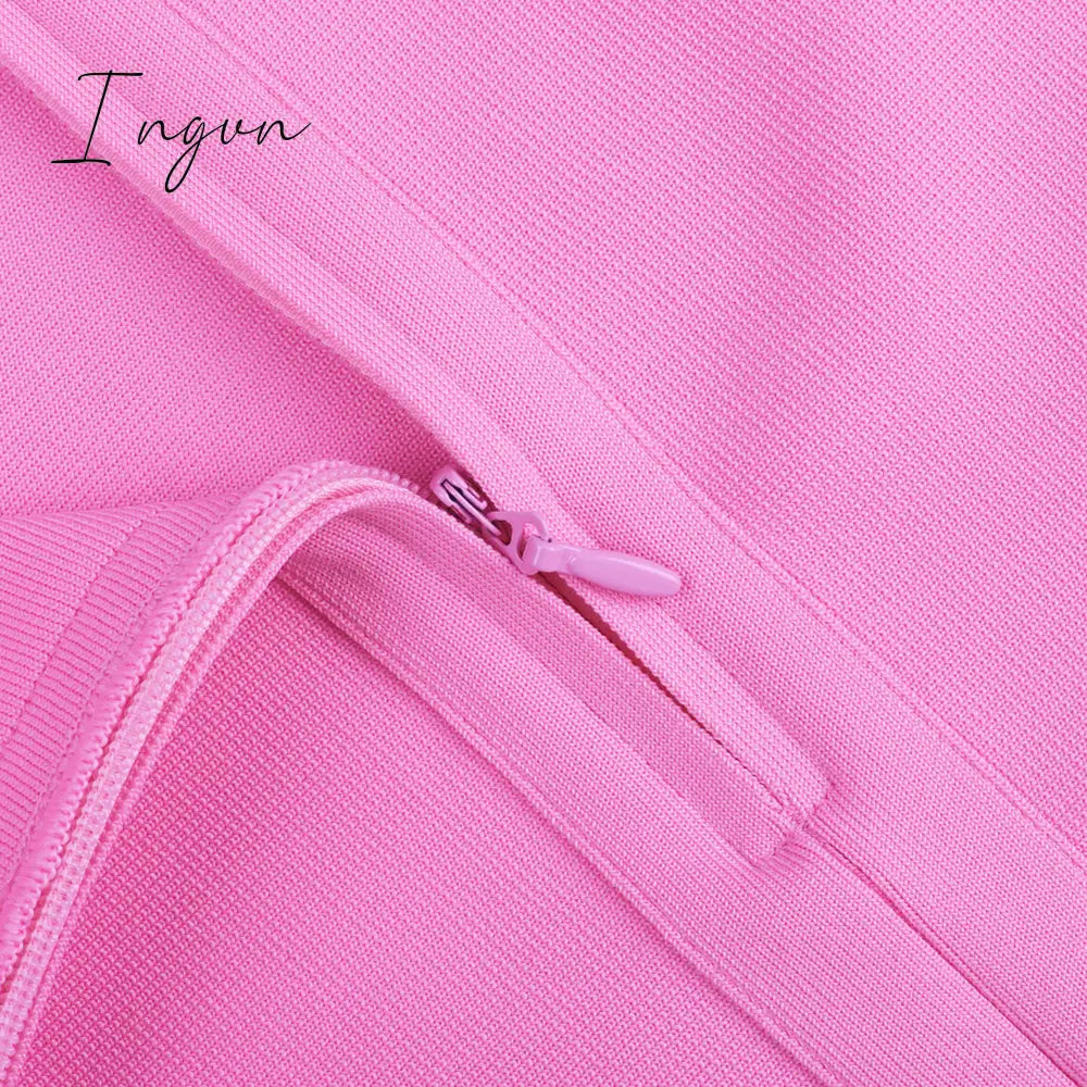 Ingvn - Dress for Women Summer Pink Bodycon Dress Sexy Cut Out Rayon White Black Red Club Party Dress Evening Outfits