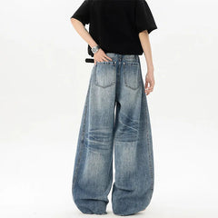 Wide Leg Washed Baggy Loose Fit High Waisted Vintage Denim Jeans Casual Streetwear Trendy Stretch Comfy Women Men Unisex Fashion