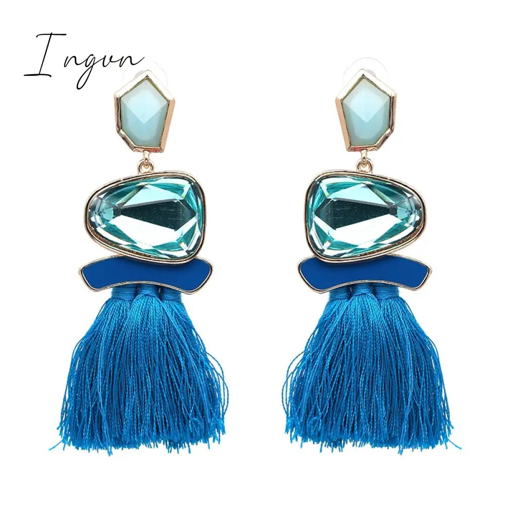 Ingvn - Bohemia Multicolored Tassel Earrings For Women Fashion Party Jewelry Fringe Dangle Earrings Statement Brincos 2023 Trend