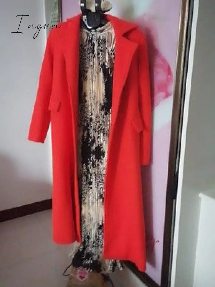 Ingvn - Vintage Long Dress Popular Full Sleeve Spring Fall New Loose A-Line Printed Leopard Pleated Women Dress Elegant Robe y1470