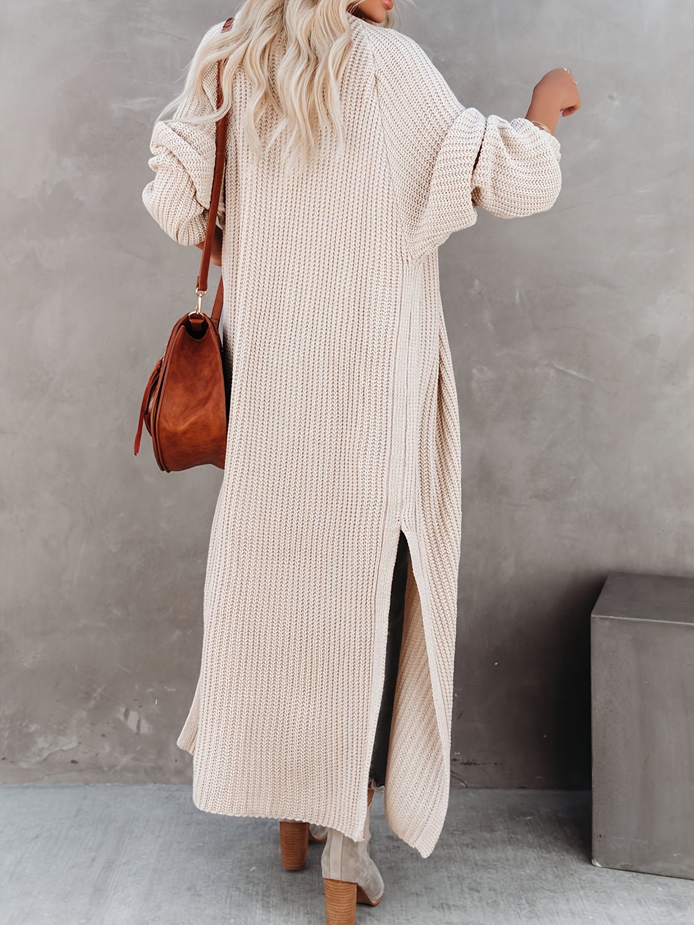 Stylish & Cozy Open Front Cardigan - Long Sleeve, Stretch Knit, Solid Color, Perfect for Autumn/Winter