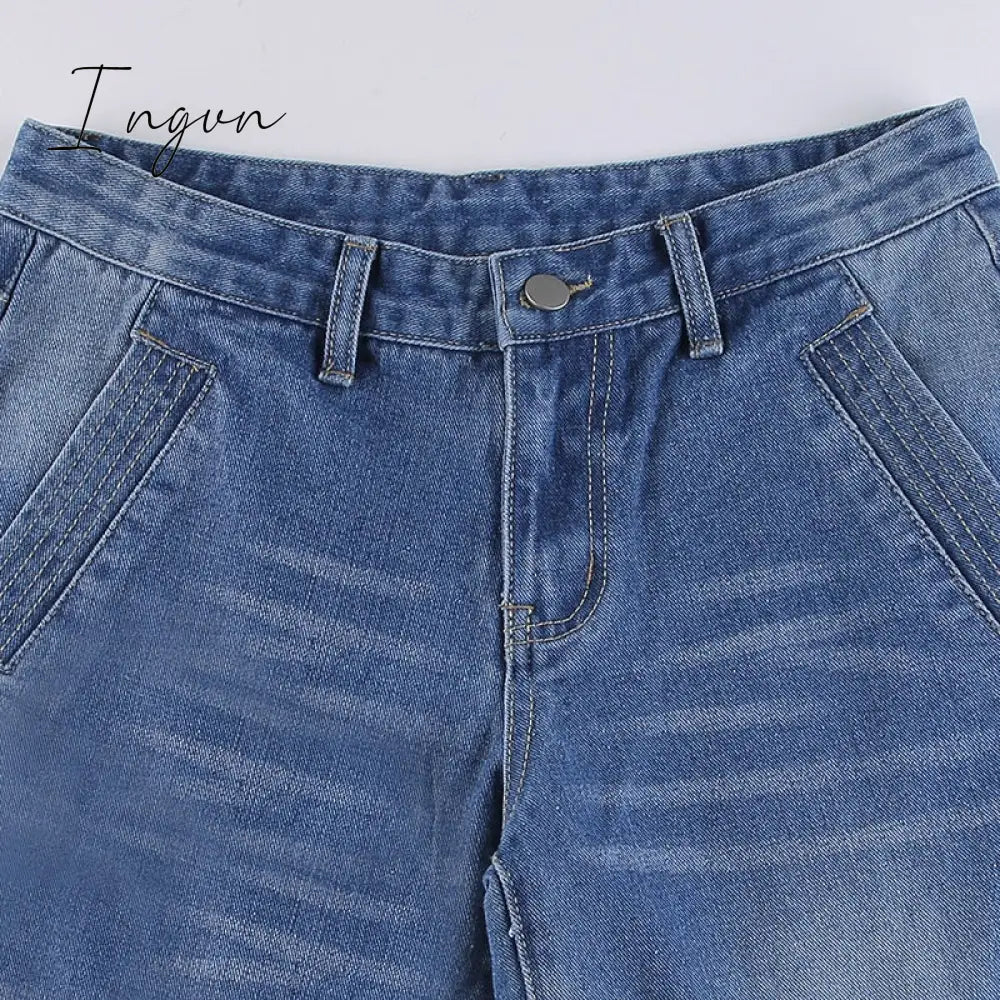 Ingvn - New Printed Baggy Y2K Jeans Women's Low Waist jeans Autumn Winter Oversize Wide Leg Baggy Pants Casual Cargo Trousers