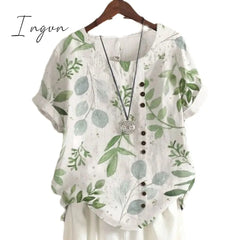 Ingvn - Summer Retro Fashion Printed Loose Casual Shirt Short-sleeved Blouses