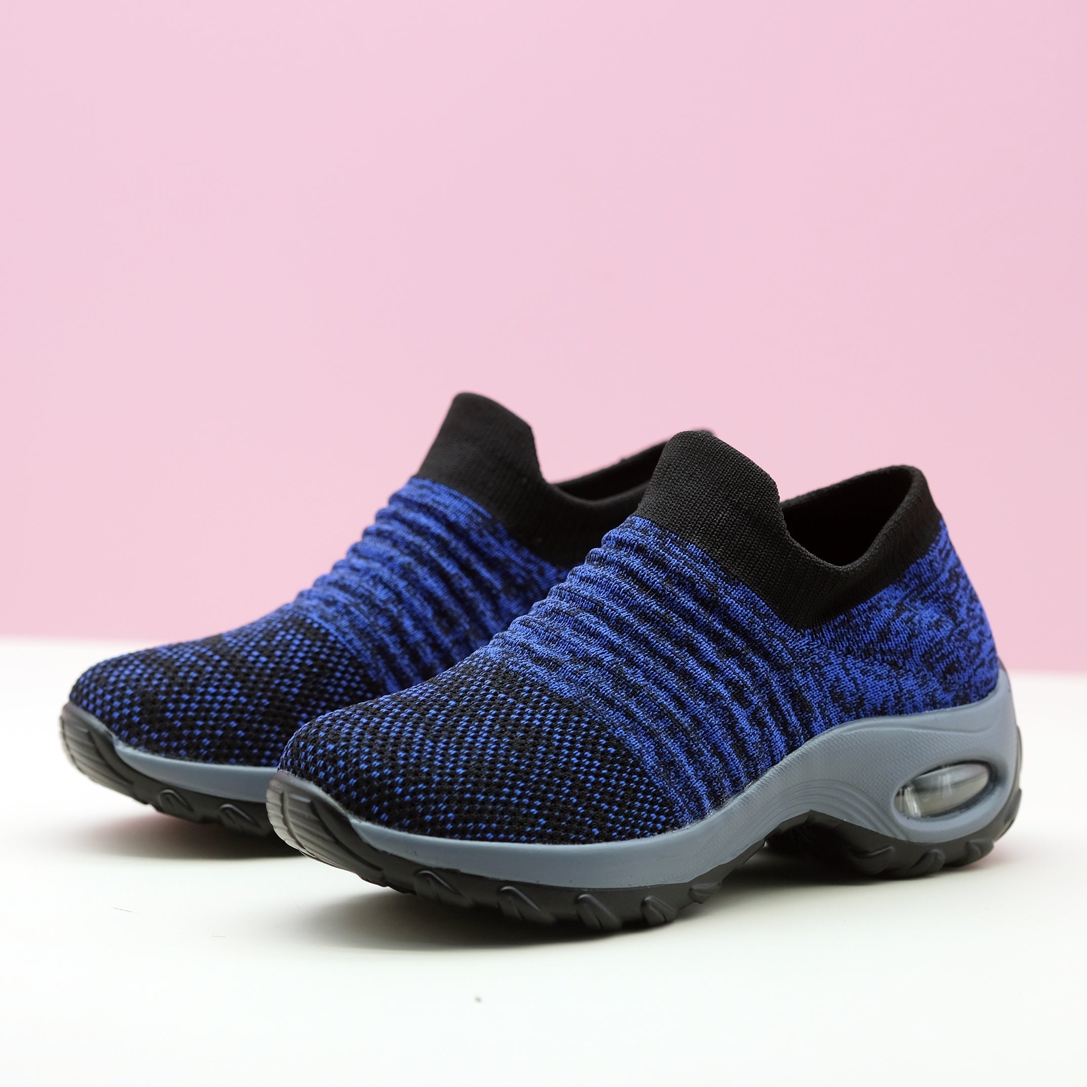 Women's Breathable Knit Sneakers, Comfortable Low Top Slip On Shoes, Women's Air Cushion Shoes plus size