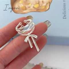 Korean Fashion Silver Color Fine Y2K Rings Simple Bowknot Retro Rings for Women Girls Aesthetic Jewelry Kpop Accessories