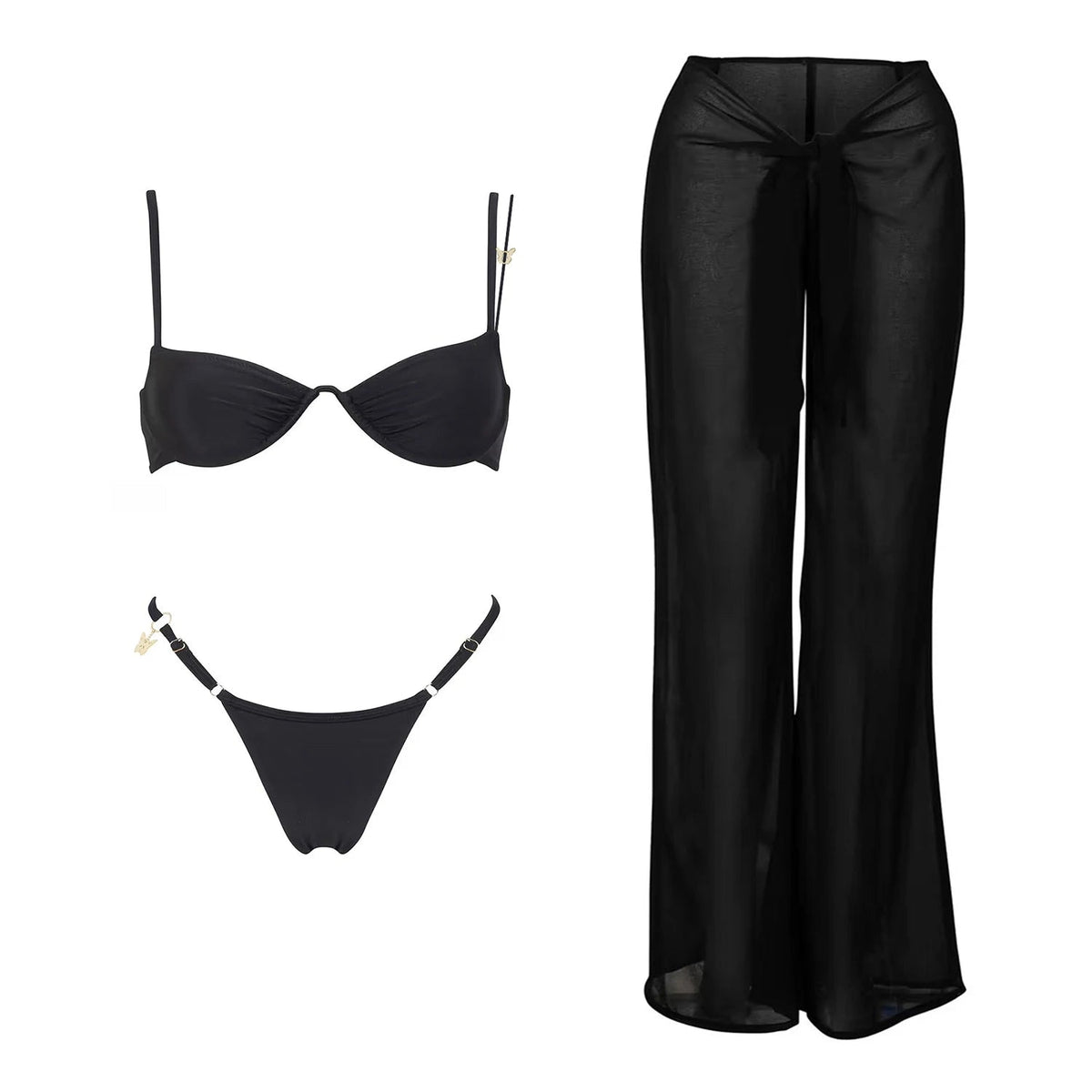 Red Diamond Swimsuit With Beach Pant Sexy Bikini Women Bandeau Biquini Female Push Up Swimwear Vacation Wear Bathing Suit Outfit