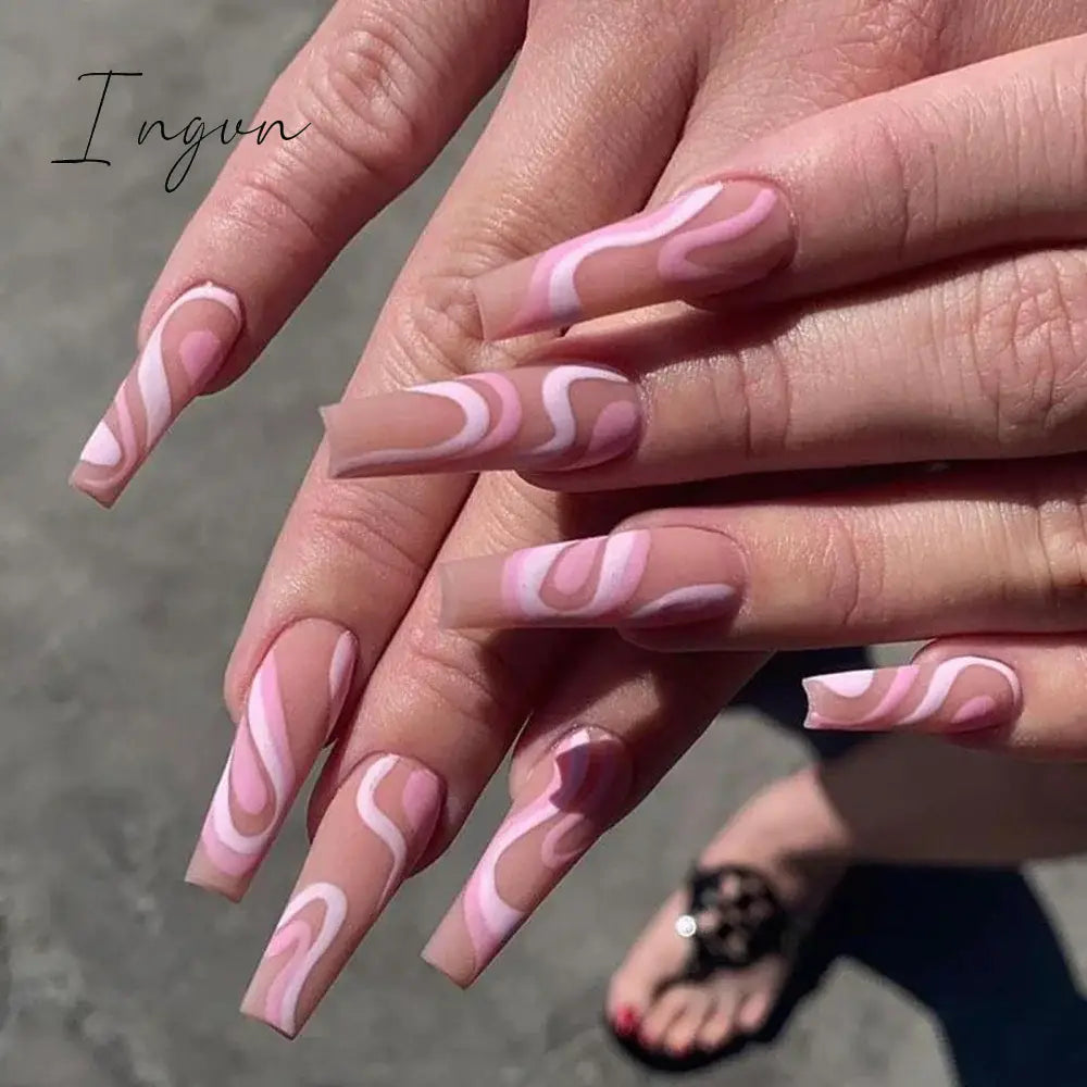 Extra Long Coffin Ballerina False Nails Fake Nails With Designs Press On Nails Manicure Tool Nail Accessory Full Cover Nail Tips