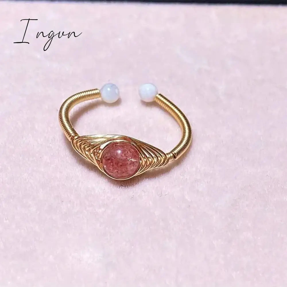 New Fashion Simple Amethyst Natural Stone Opening Ring for Women Exquisite Copper Ring Elegant Niche Design Party Jewelry