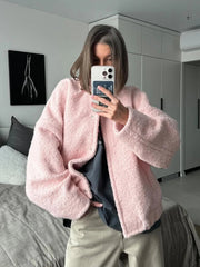 Ingvn  Women's Short Fur Jacket  Autumn Winter Thick Loose Casual Chic Cardigan Female Warm Fashion Solid Color Short Coat