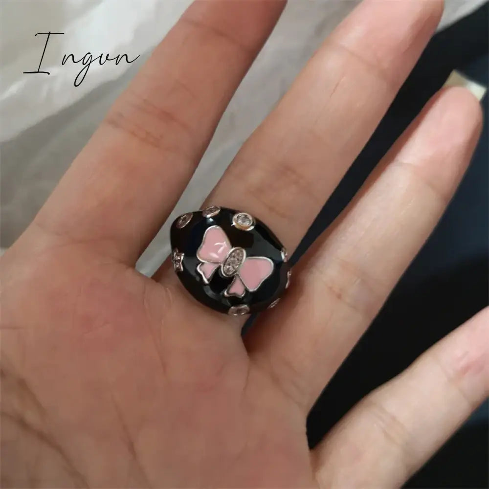 Fashion Gothic Animal Black Zircon Rings Y2K Star Crystal Opal Ring Goth Spider Butterfly Rings for Women Girl Aesthetic Jewelry