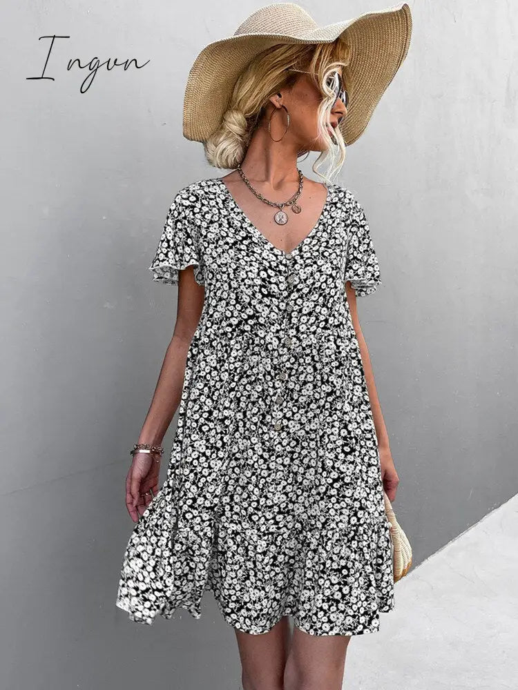 Ingvn - Hot Sale Spring Summer V Neck Dresses