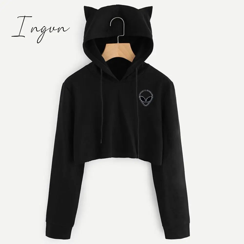 Ingvn - Winter Autumn Letter Print Women Hoodies Crop Sweatshirts Harajuku Best Friends Tv Crop Top Hoodie Long Sleeve Pullovers