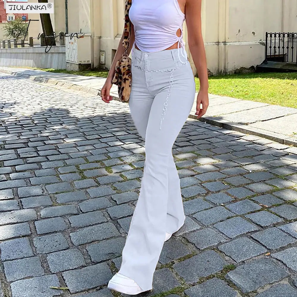Ingvn - Women's jeans woman high waist Flared Jeans Khaki Black Brown Pants Women's pants for women clothing trouser Jean women trousers