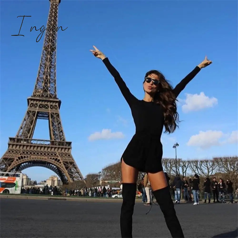 Ingvn - Women Dress New Autumn Sexy Solid long sleeve Mini Dresses