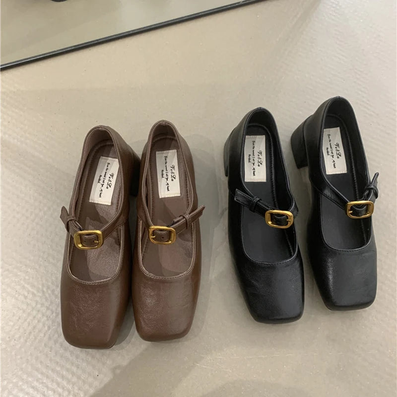 Ingvn  Retro Style JK Women Mary Jane Shoes Fashion Shallow Butterfly-knot Leather Shoes Autumn Ladies Dancing Party Prom Pumps