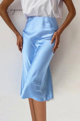 Ingvn - Elegant Solid Patchwork Regular High Waist Solid Color Bottoms
