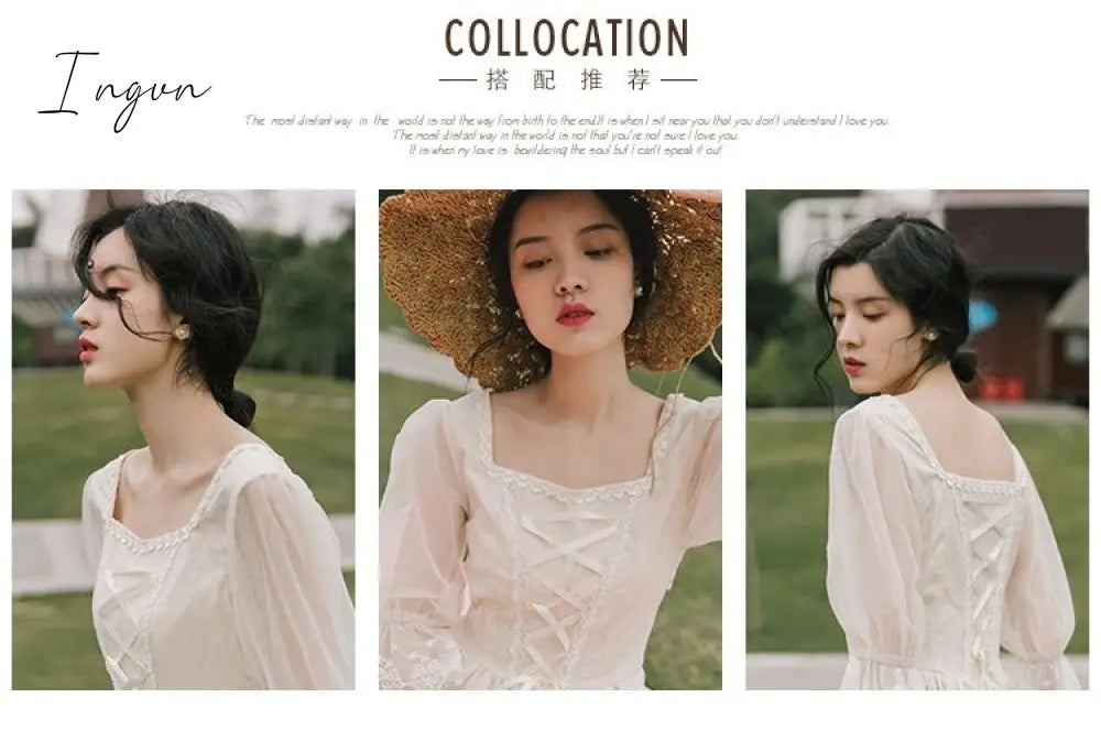 Ingvn - Vintage Retro Dress Women French Style Elegant Designer Fairy Dress Casual Slim Chiffon Party Dress  Autumn Women's Clothing
