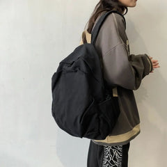 Ingvn  New Backpack Fashion Solid Color Casual Simple Large Capacity Zipper Schoolbag Japanese Style Students Rucksack Trend Design