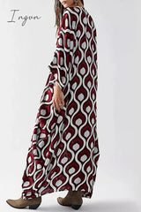 Ingvn - Vintage Vacation Geometric Print Contrast Swimwears Cover Up