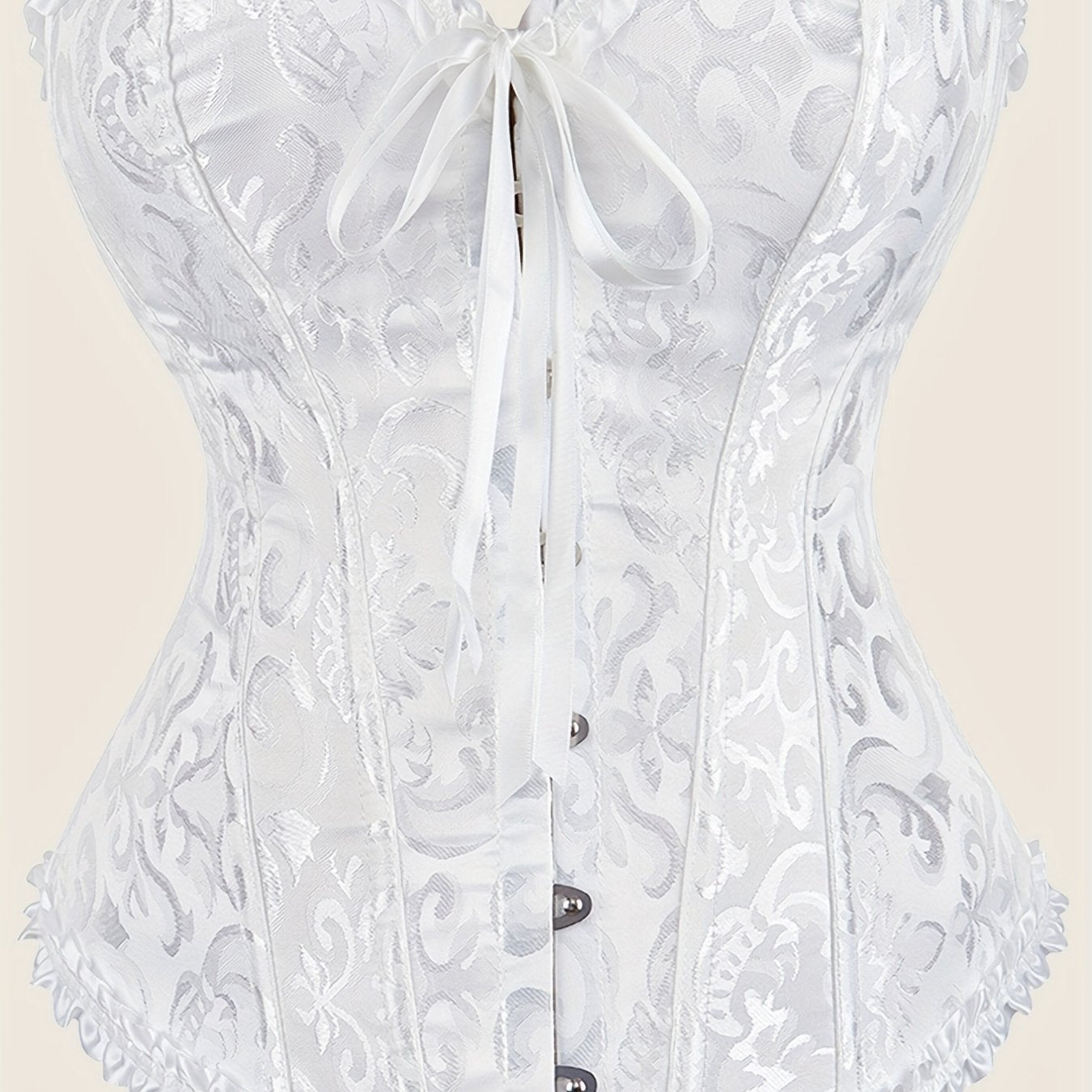 Ravishing Ruffle Strapless Corset Bustier - Sculpting Tummy Control, Lace-Up Jacquard Body Shaping, Adjustable Hooks, Comfortable Women's Lingerie & Shapewear for Hourglass Figure