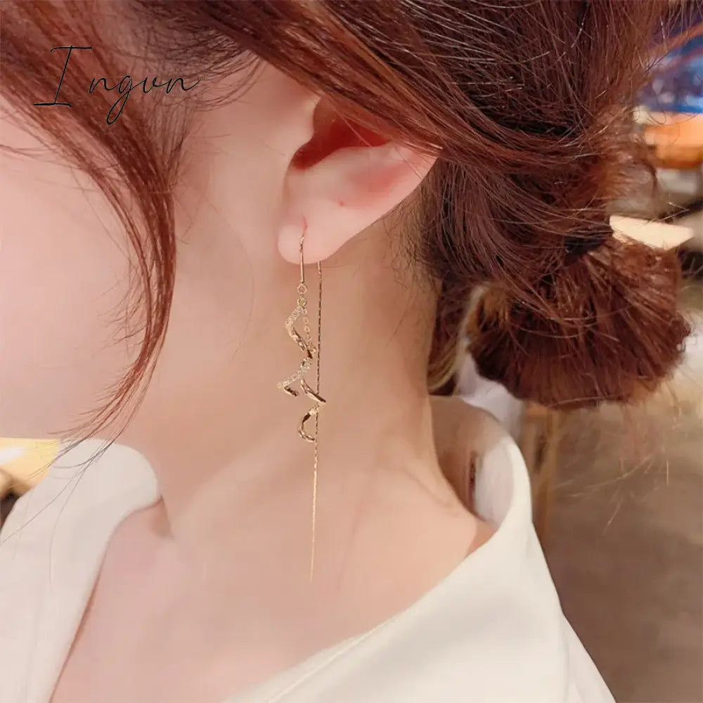 Fashion Luxury Bling Zircon Spiral Long Tassel Earrings for Women Exquisite Silver Needle Studs Sweet Elegant Party Gifts