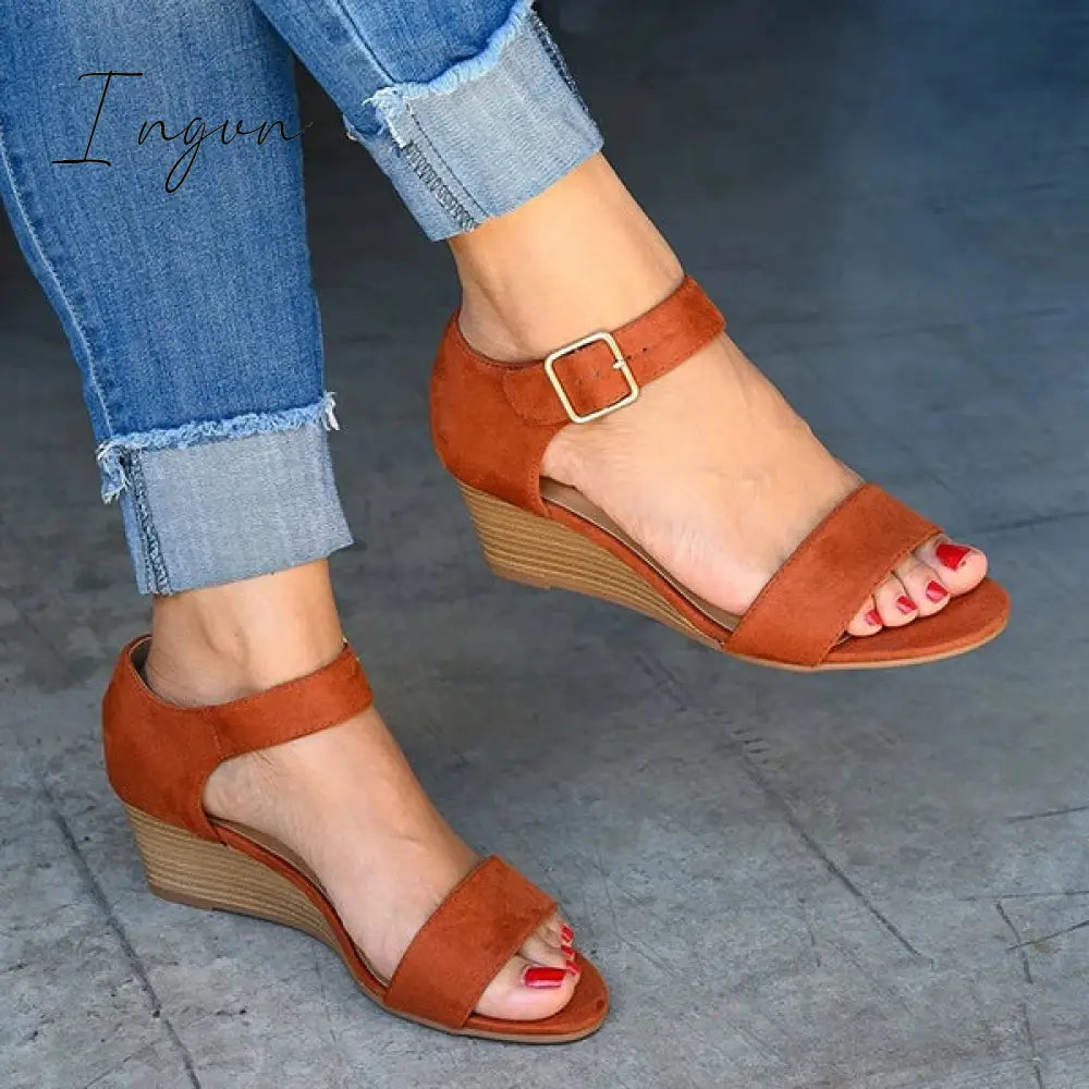 Ingvn - Daily Comfy Low Heel Wedge Sandals