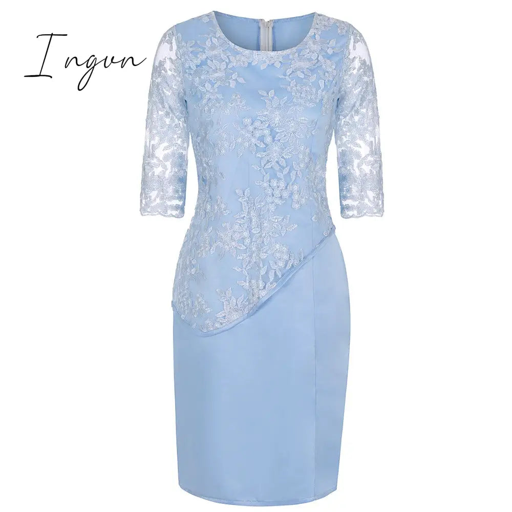 Ingvn - Fashion Trends Elegant Half Sleeve Lace Evening Dress Plus Size O Neck Short Mother Of The Bride Dresses Red Wedding Guest Party Gowns