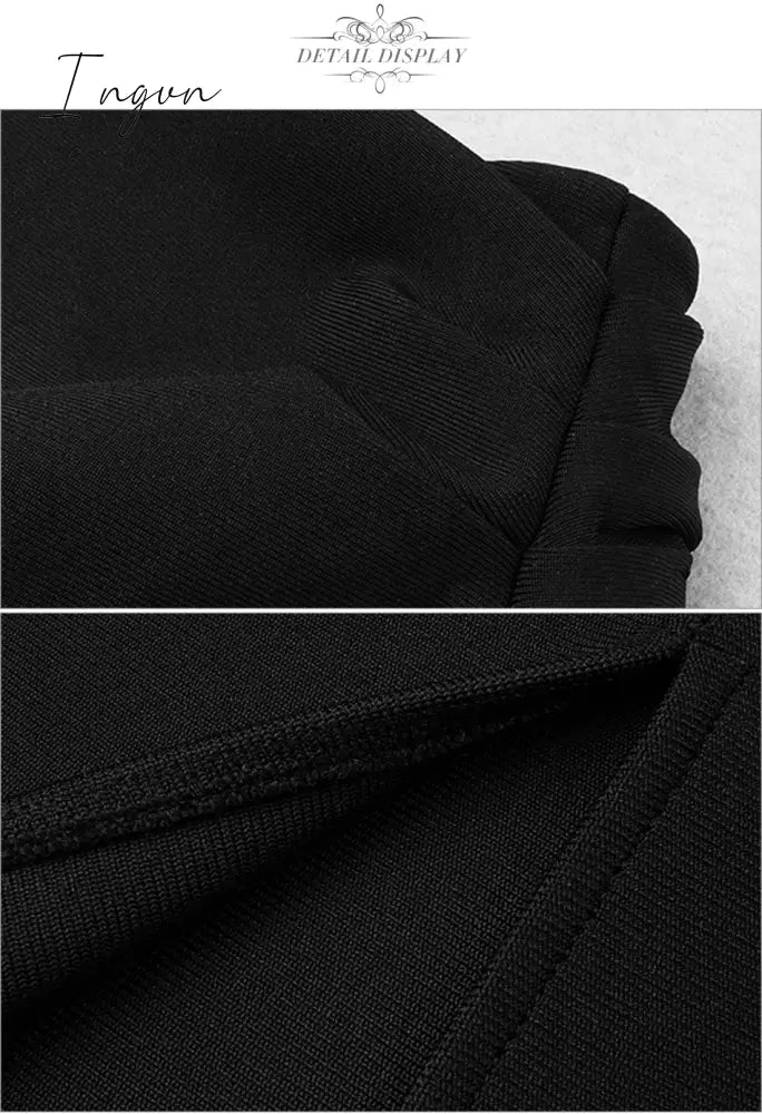 Ingvn - New Summer Black One Shoulder Bandage Dress Women Sexy Sleeveless Bodycon Club Celebrity Evening Party Dress Vestidos