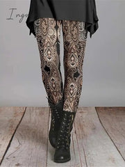 Ingvn - Women's Chinos Tights Pants Trousers Leggings Cotton Blend Suit 3 Suit 5 suit 1 High Waist Ethnic Style Vintage Halloween Daily Wear Going out Print Micro-elastic Full Length Breathability Paisley S