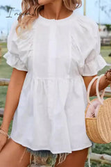 Casual Simplicity Solid O Neck Blouses Tops/Blouses & Shirts