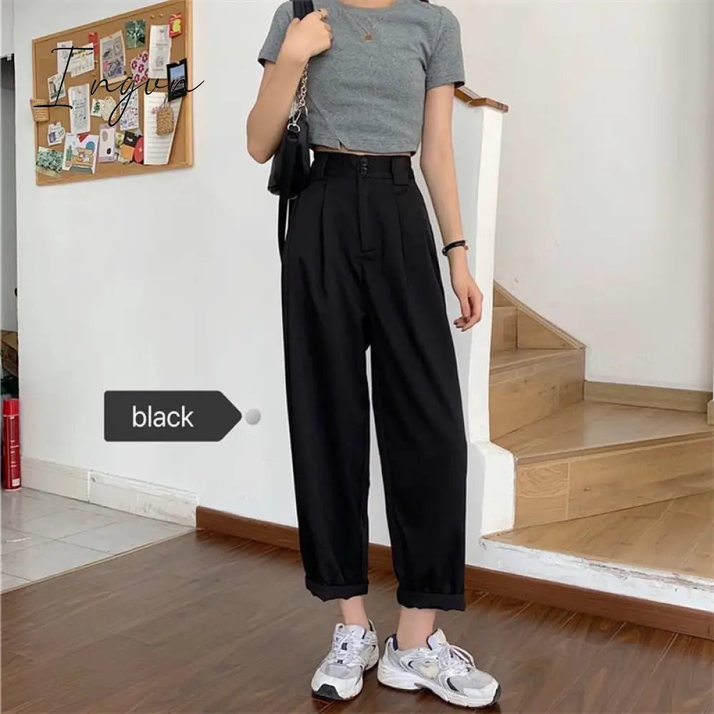 Ingvn - Classic Trendy Ankle Length Straight Pants