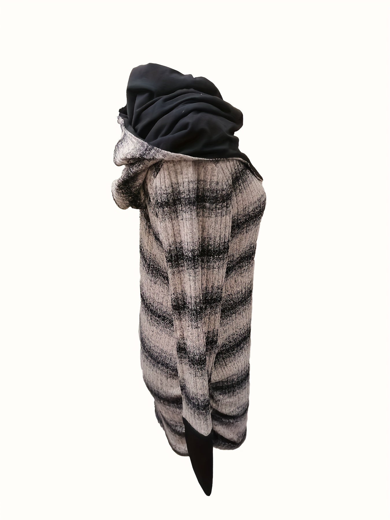 Striped Print Button Decor Tunic Hoodie, Casual Long Sleeve Hoodie Sweatshirt, Women's Clothing