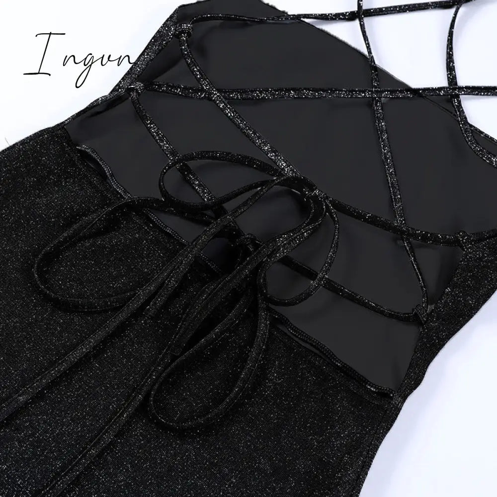 Ingvn - Women Sequin Sparkly U Neck Bodycon Mini Dress Summer Exotic Tight Elegant Party Evening Luxury Fashion Sexy Formal Dresses