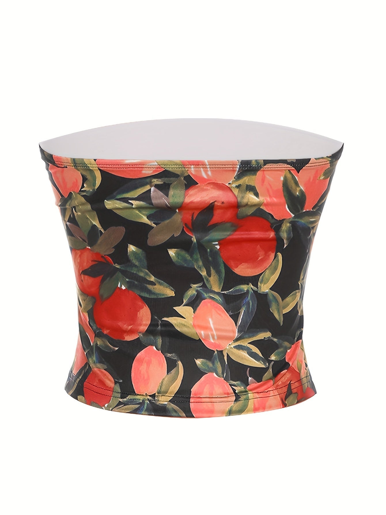 Stretchy Chic Floral Print Tube Top for Women - Backless Design, Polyester & Elastane Blend, Perfect for Spring/Summer/Fall