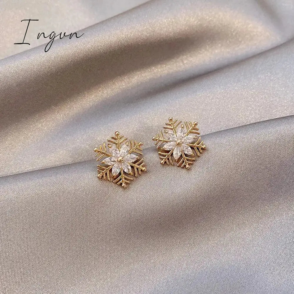 Crystal Zircon Snowflake Stud Earrings For Women Shiny Rhinestone Charm Earring Girls Christmas New Year Birthday Jewelry Gifts