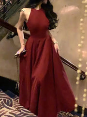 Fashion New Women Elegant Casual Midi Party Dress Sleeveless A-Line Solid Chic Birthday Prom Vestidos Female Clothes Robe Mujers