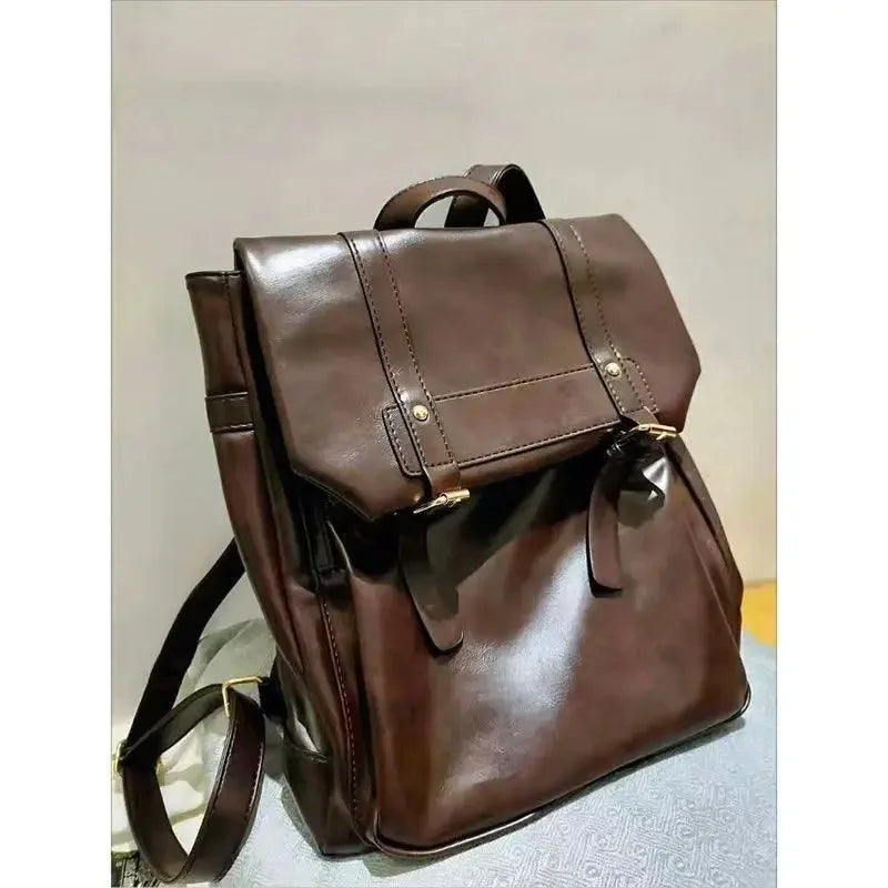 Ingvn  Japanese JK Uniform Style School Backpack Women Autumn New Vintage Brown Bag College Student Classroom Backpacks