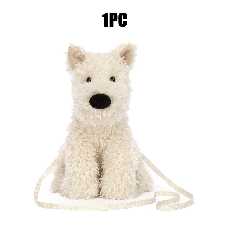 Ingvn  Cartoon Sausage Dog Crossbody Bag Multi-purpose Plush Doll Large Capacity Shoulder Backpack Small Dog Shoulder Bag Cute Doll Bag